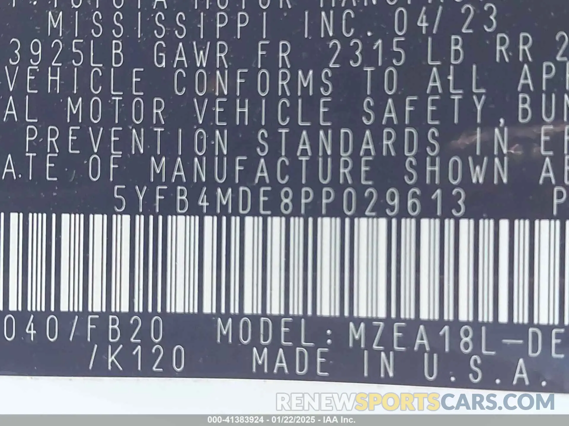 9 fotografías del automóvil dañado 5YFB4MDE8PP029613 TOYOTA COROLLA 2023