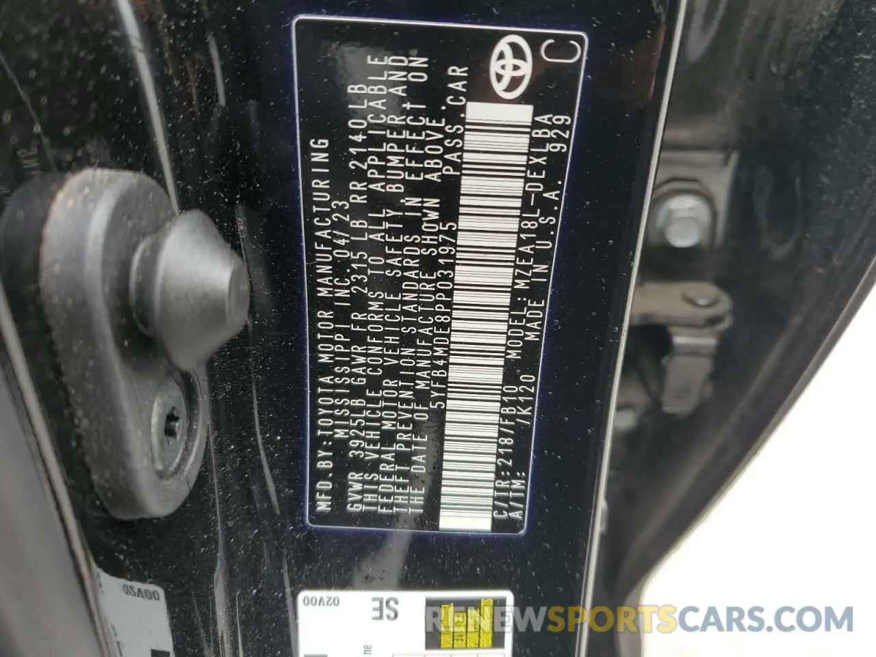 12 fotografías del automóvil dañado 5YFB4MDE8PP031975 TOYOTA COROLLA 2023