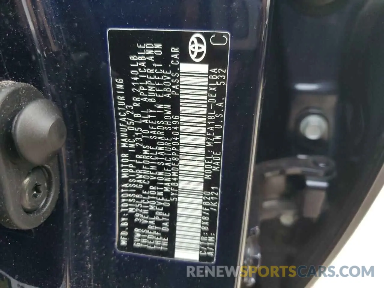 13 fotografías del automóvil dañado 5YFB4MDE8PP040496 TOYOTA COROLLA 2023