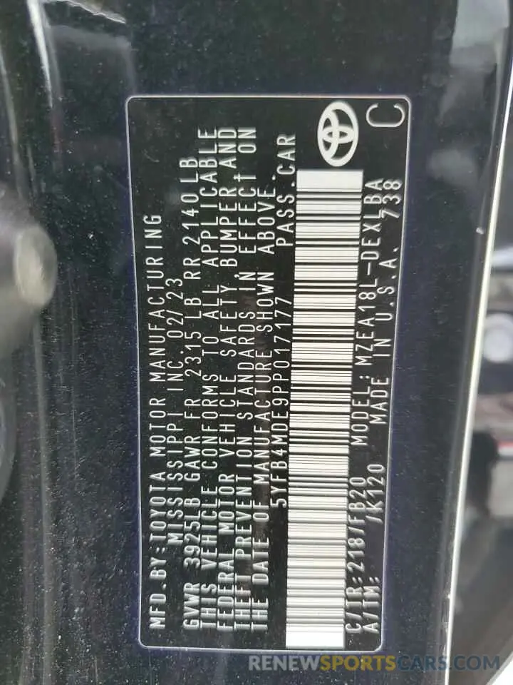 12 fotografías del automóvil dañado 5YFB4MDE9PP017177 TOYOTA COROLLA 2023