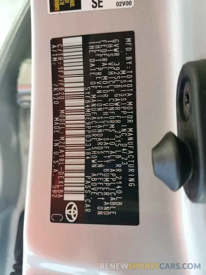 12 fotografías del automóvil dañado 5YFB4MDE9PP033184 TOYOTA COROLLA 2023