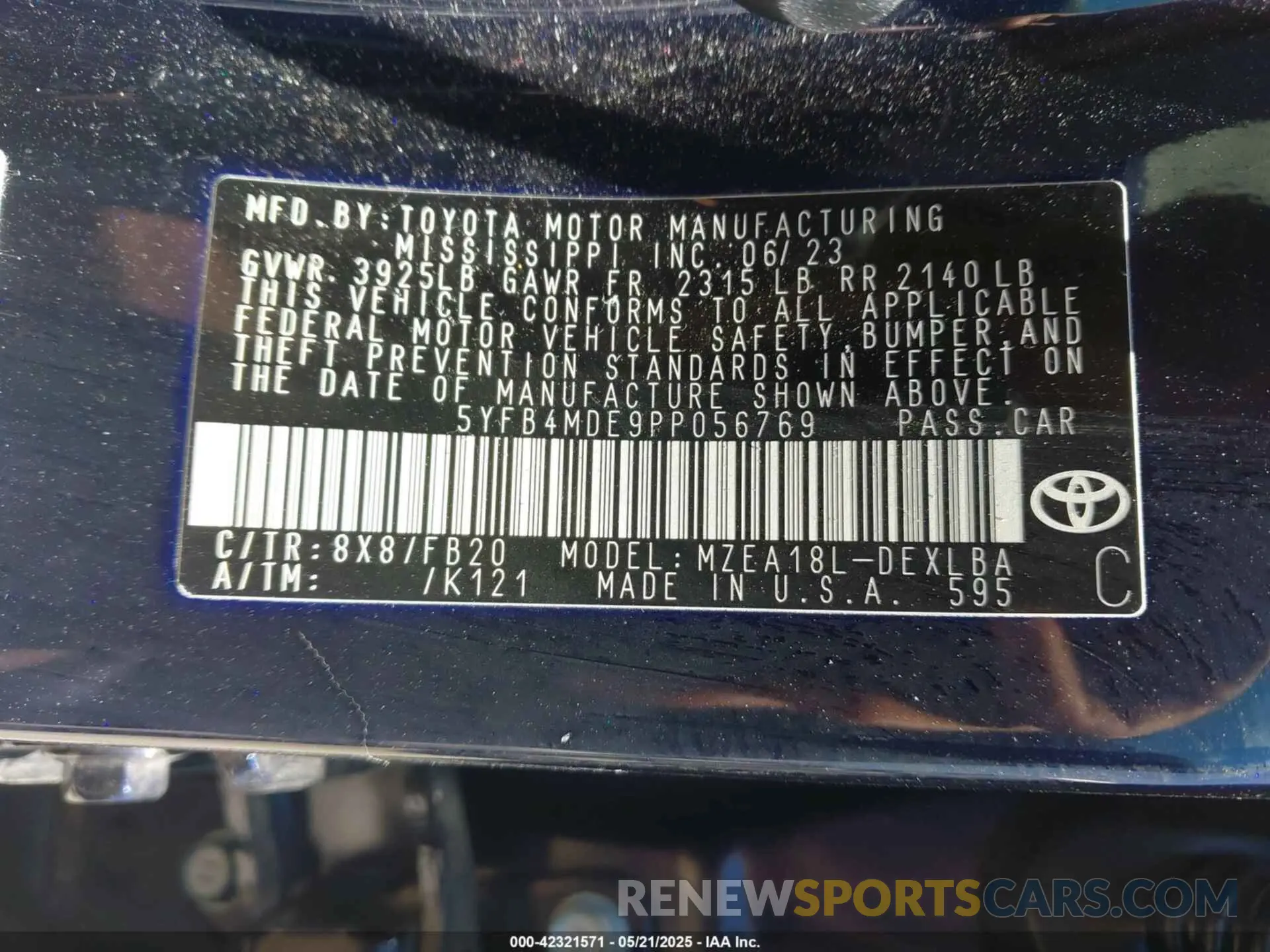 9 fotografías del automóvil dañado 5YFB4MDE9PP056769 TOYOTA COROLLA 2023