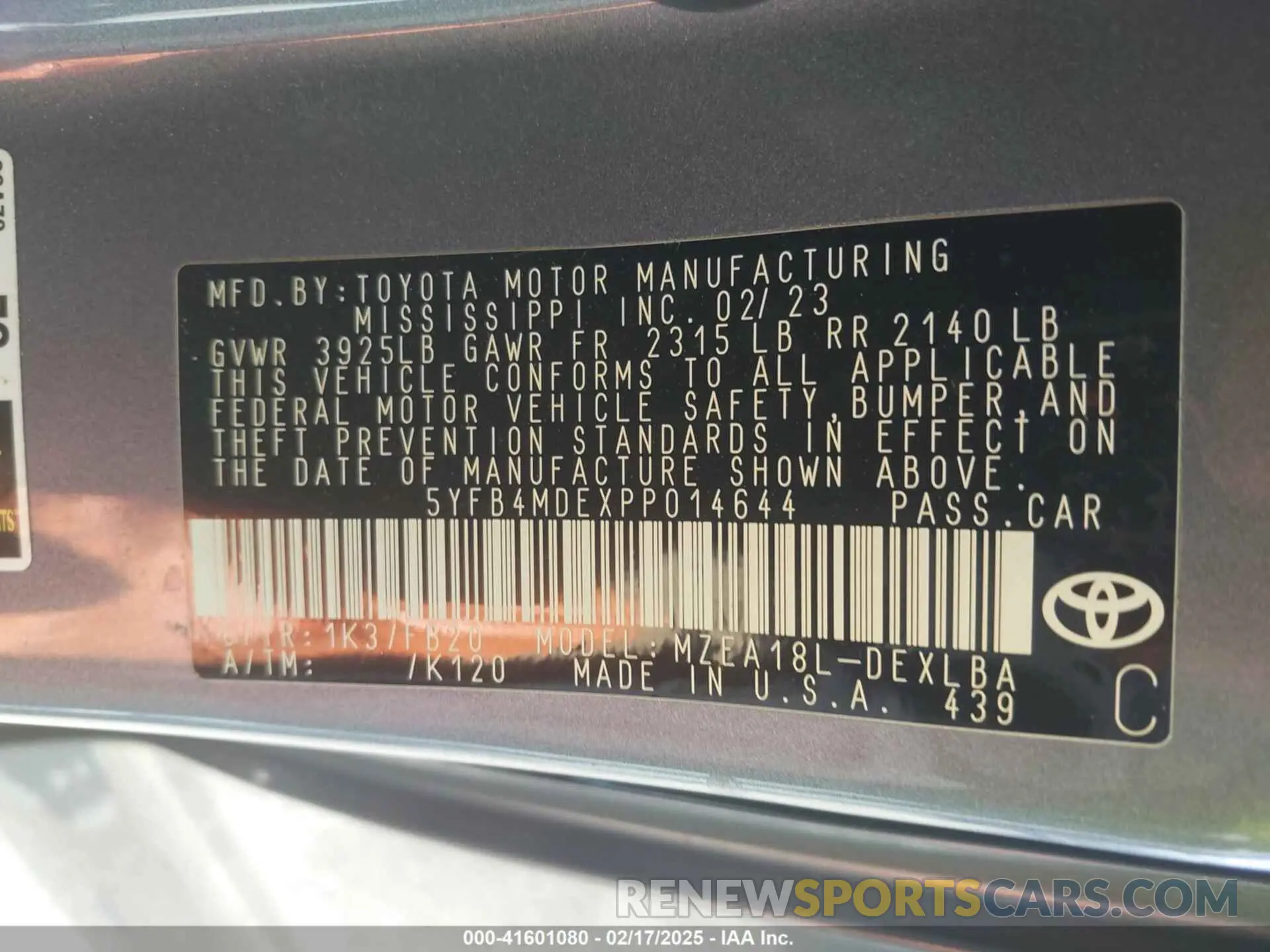 9 fotografías del automóvil dañado 5YFB4MDEXPP014644 TOYOTA COROLLA 2023