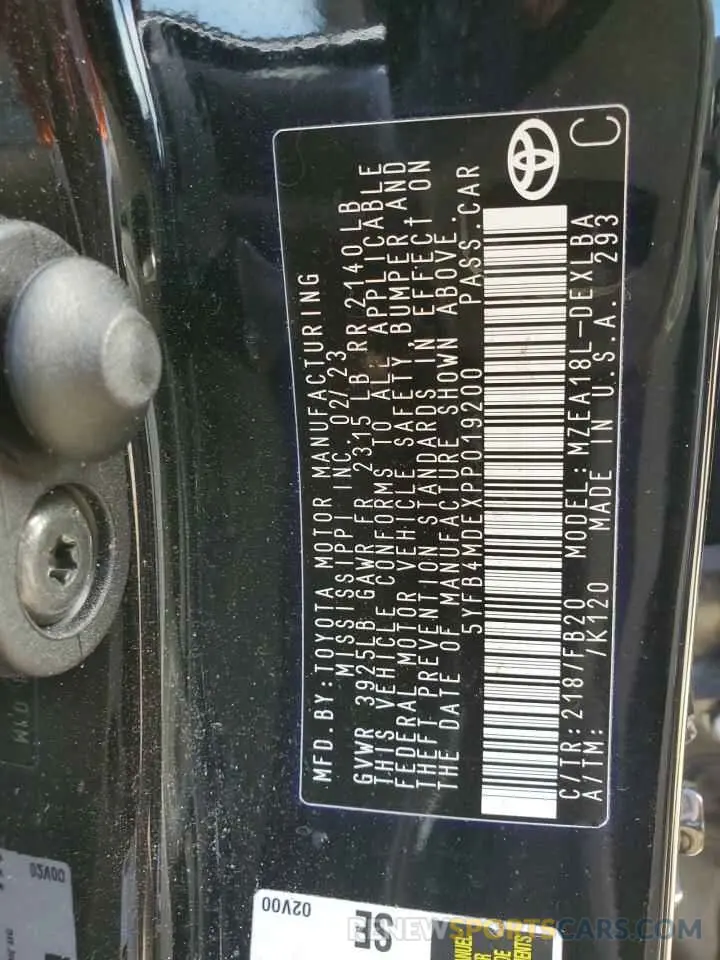 12 fotografías del automóvil dañado 5YFB4MDEXPP019200 TOYOTA COROLLA 2023
