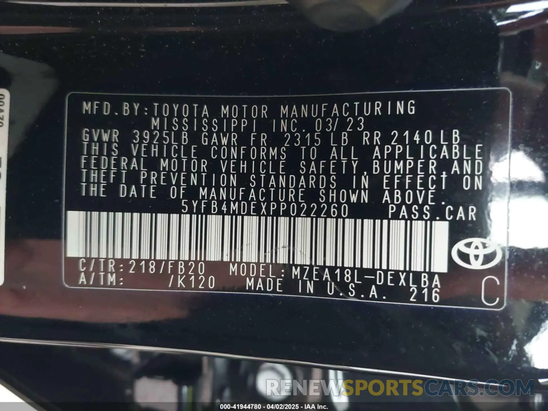 9 fotografías del automóvil dañado 5YFB4MDEXPP022260 TOYOTA COROLLA 2023