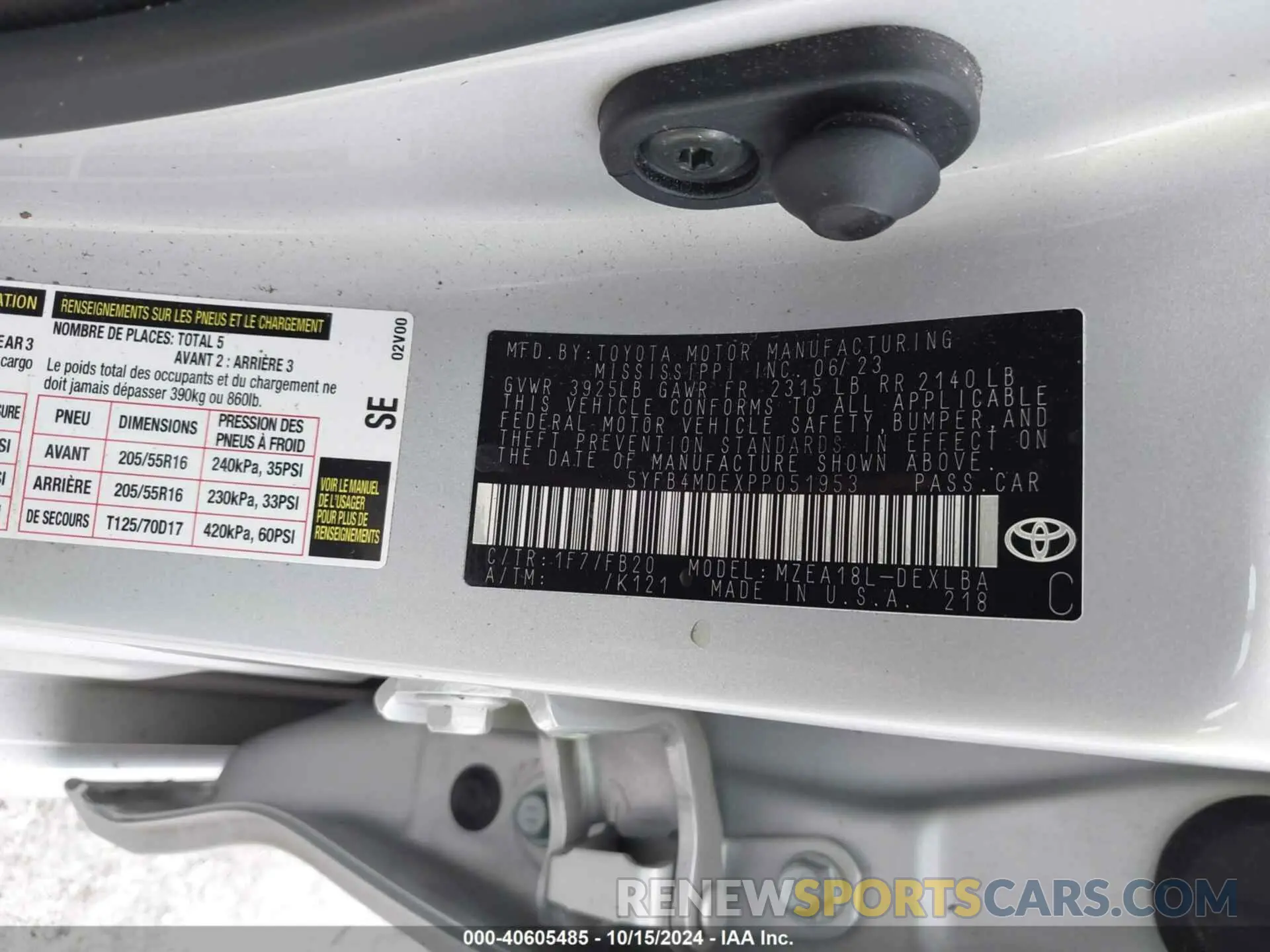 9 fotografías del automóvil dañado 5YFB4MDEXPP051953 TOYOTA COROLLA 2023