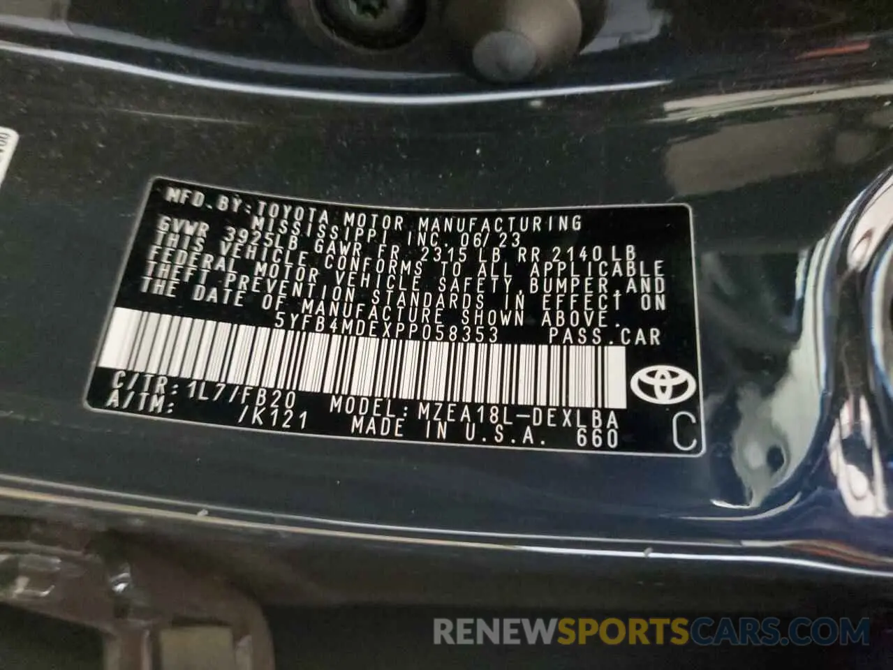 13 fotografías del automóvil dañado 5YFB4MDEXPP058353 TOYOTA COROLLA 2023