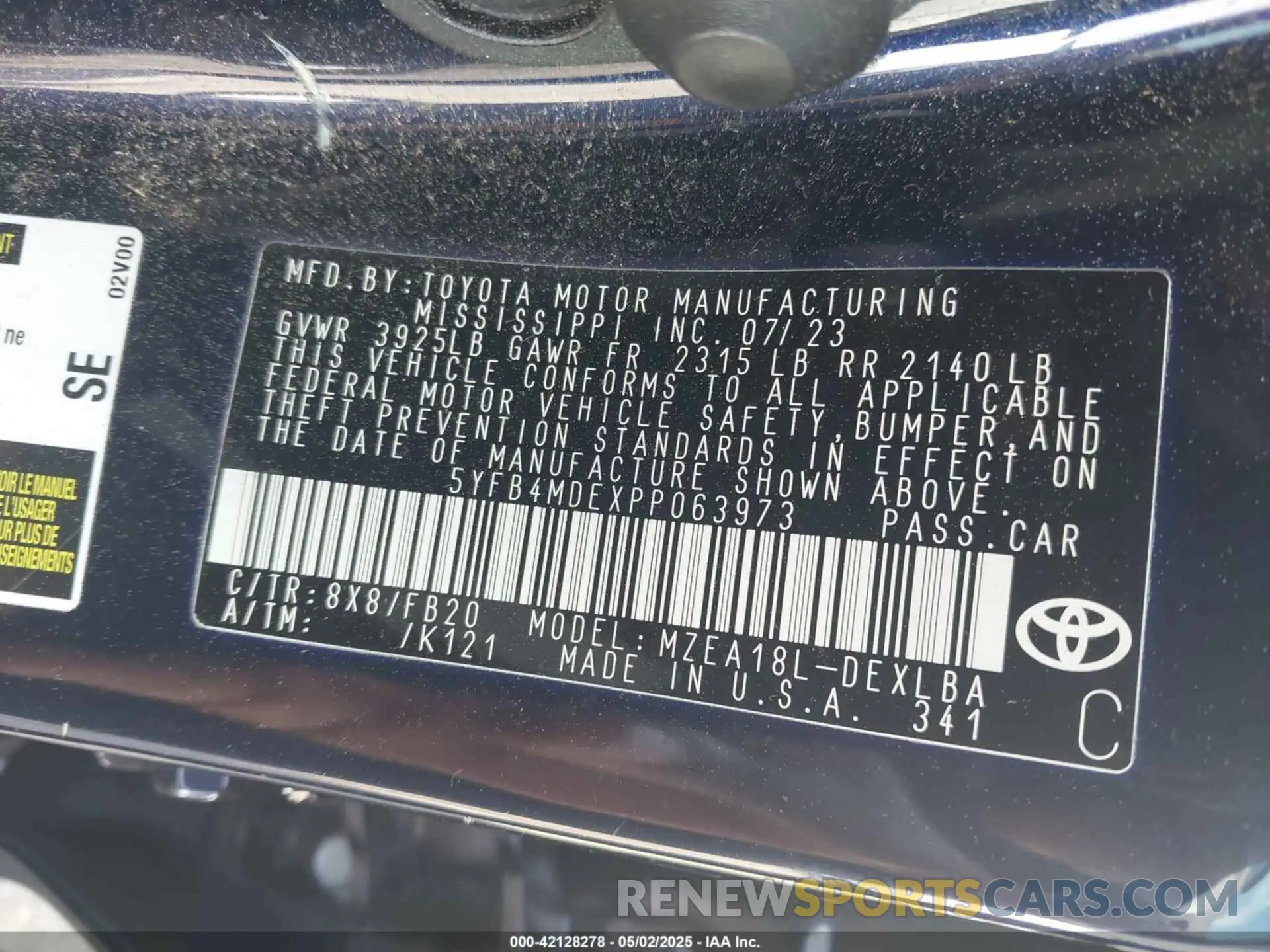 9 fotografías del automóvil dañado 5YFB4MDEXPP063973 TOYOTA COROLLA 2023