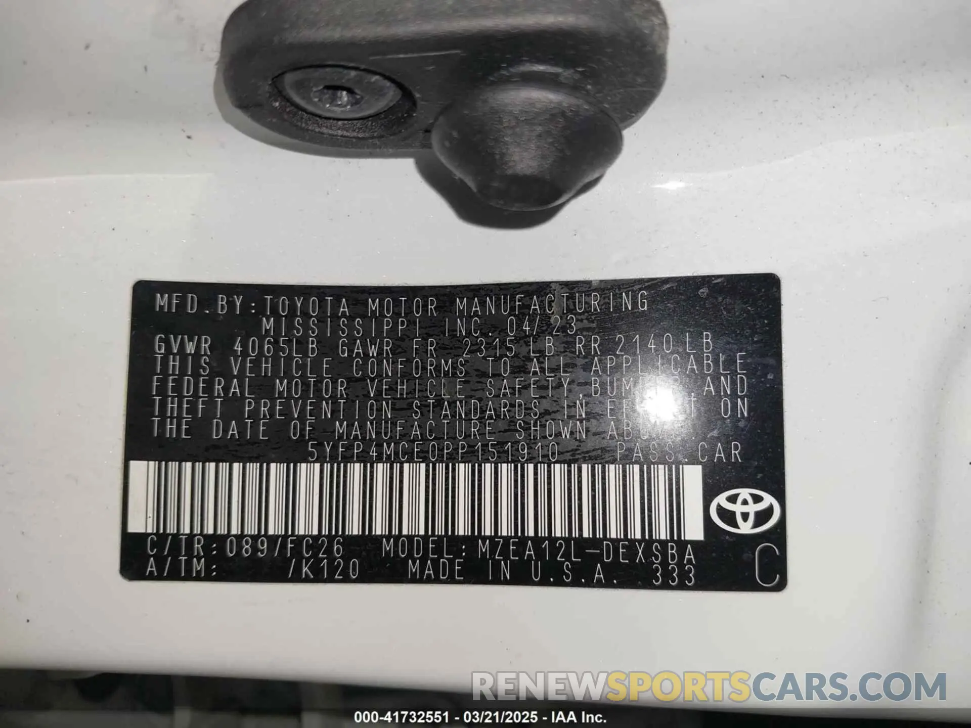 9 fotografías del automóvil dañado 5YFP4MCE0PP151910 TOYOTA COROLLA 2023
