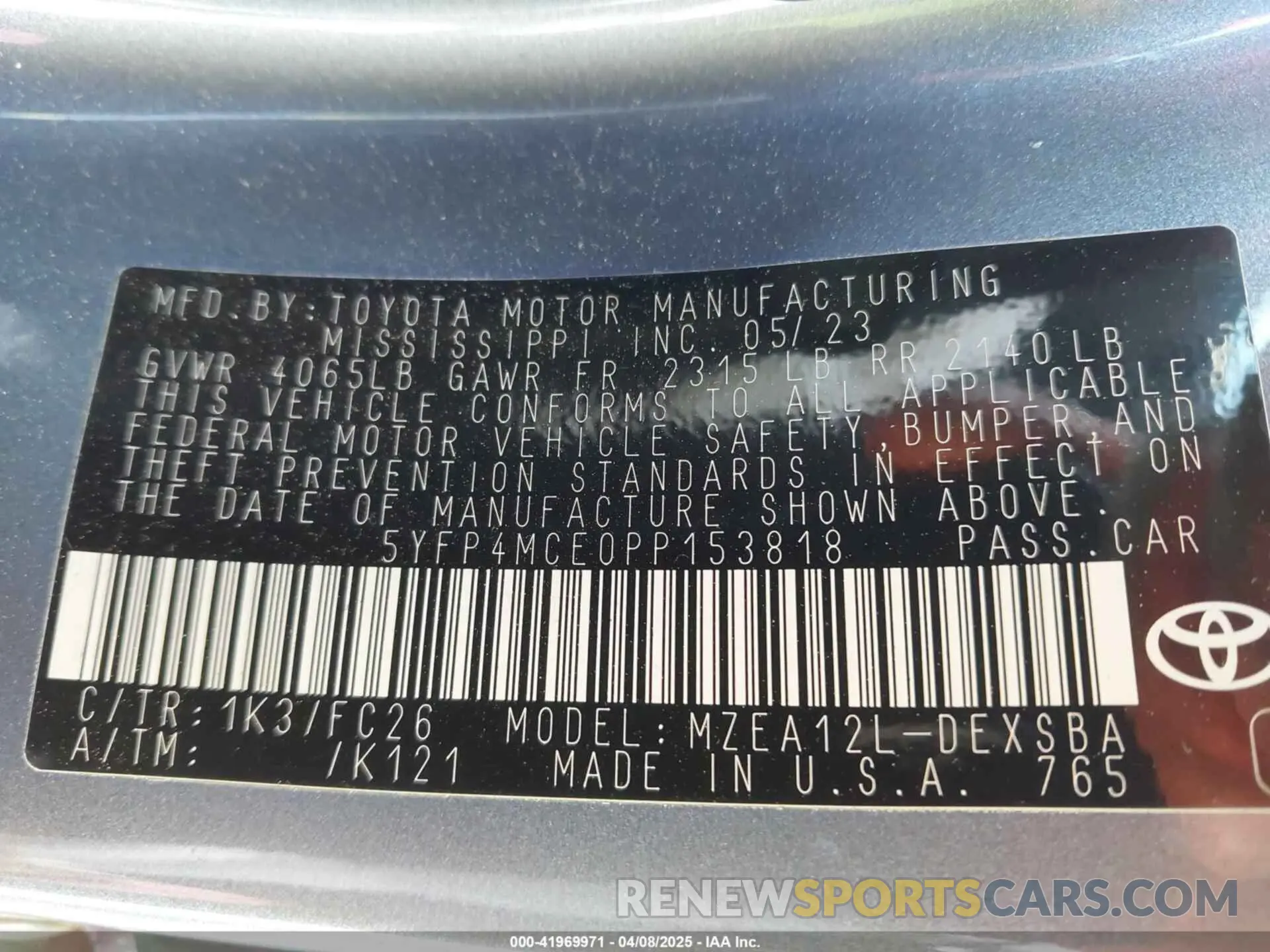 9 fotografías del automóvil dañado 5YFP4MCE0PP153818 TOYOTA COROLLA 2023