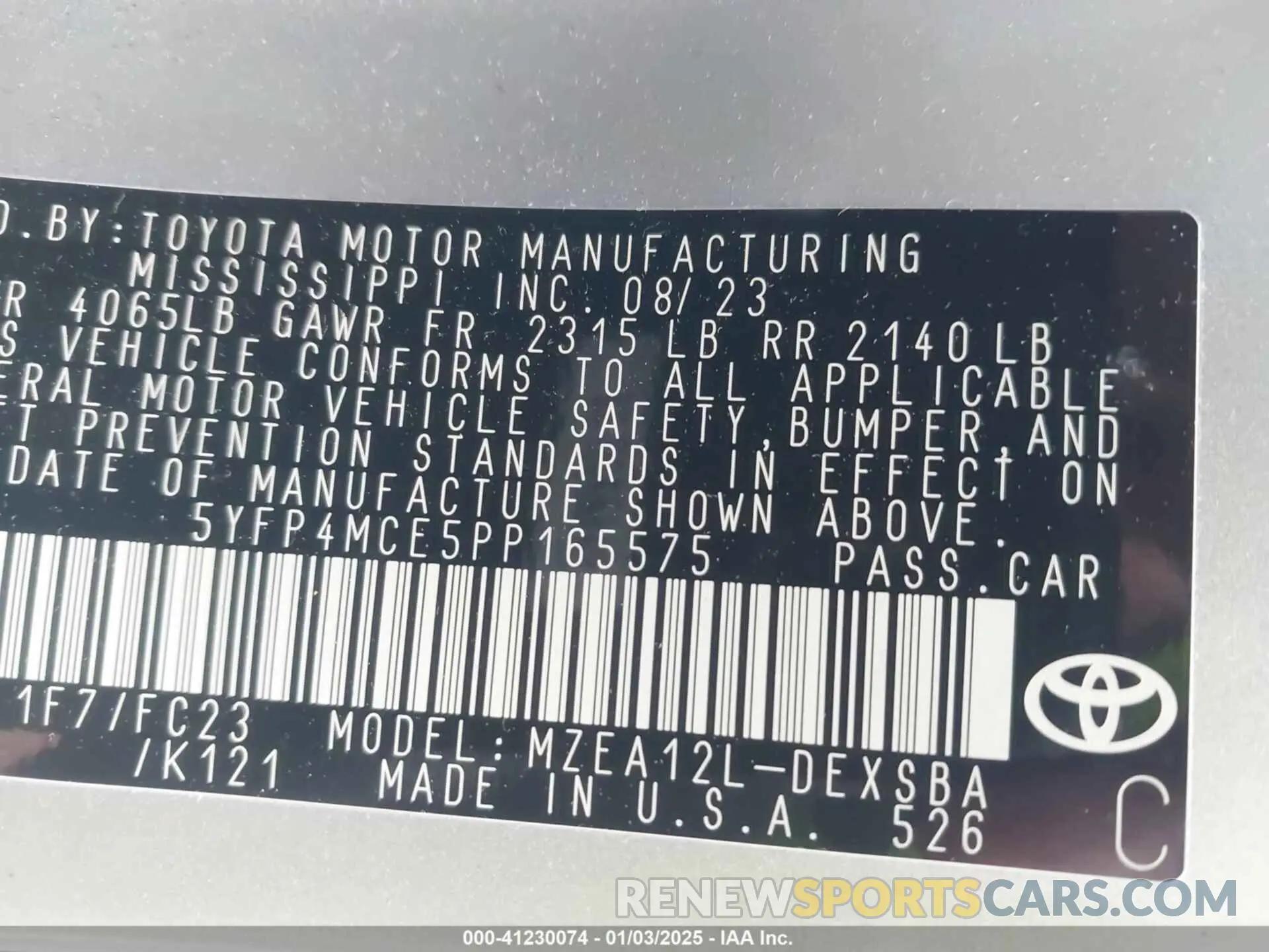 9 fotografías del automóvil dañado 5YFP4MCE5PP165575 TOYOTA COROLLA 2023