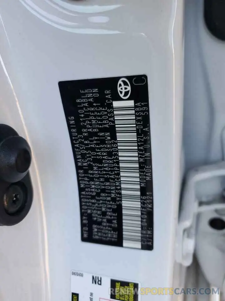 12 fotografías del automóvil dañado 5YFS4MCE1PP153062 TOYOTA COROLLA 2023