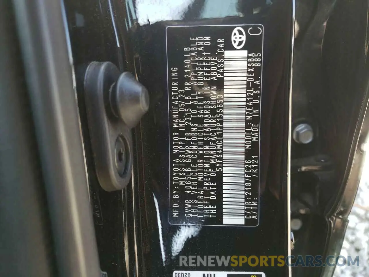 12 fotografías del automóvil dañado 5YFS4MCE1PP155653 TOYOTA COROLLA 2023