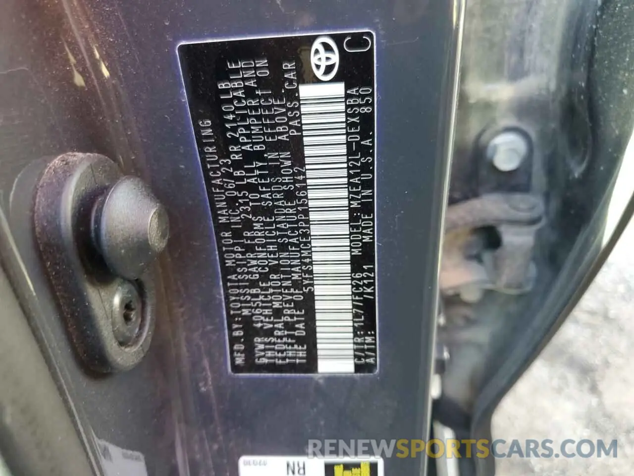 14 fotografías del automóvil dañado 5YFS4MCE3PP156142 TOYOTA COROLLA 2023