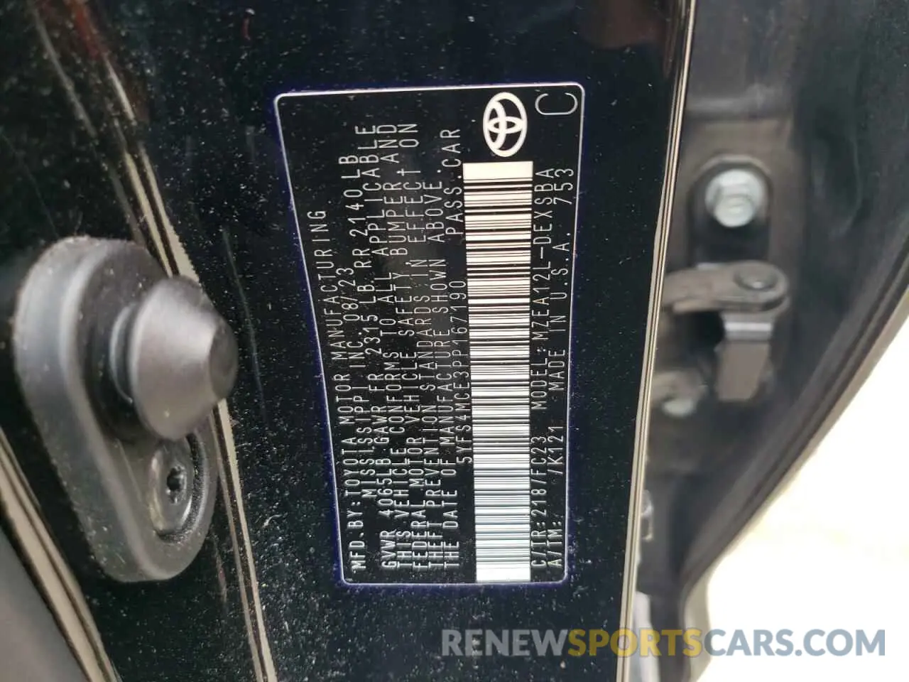 12 fotografías del automóvil dañado 5YFS4MCE3PP167190 TOYOTA COROLLA 2023