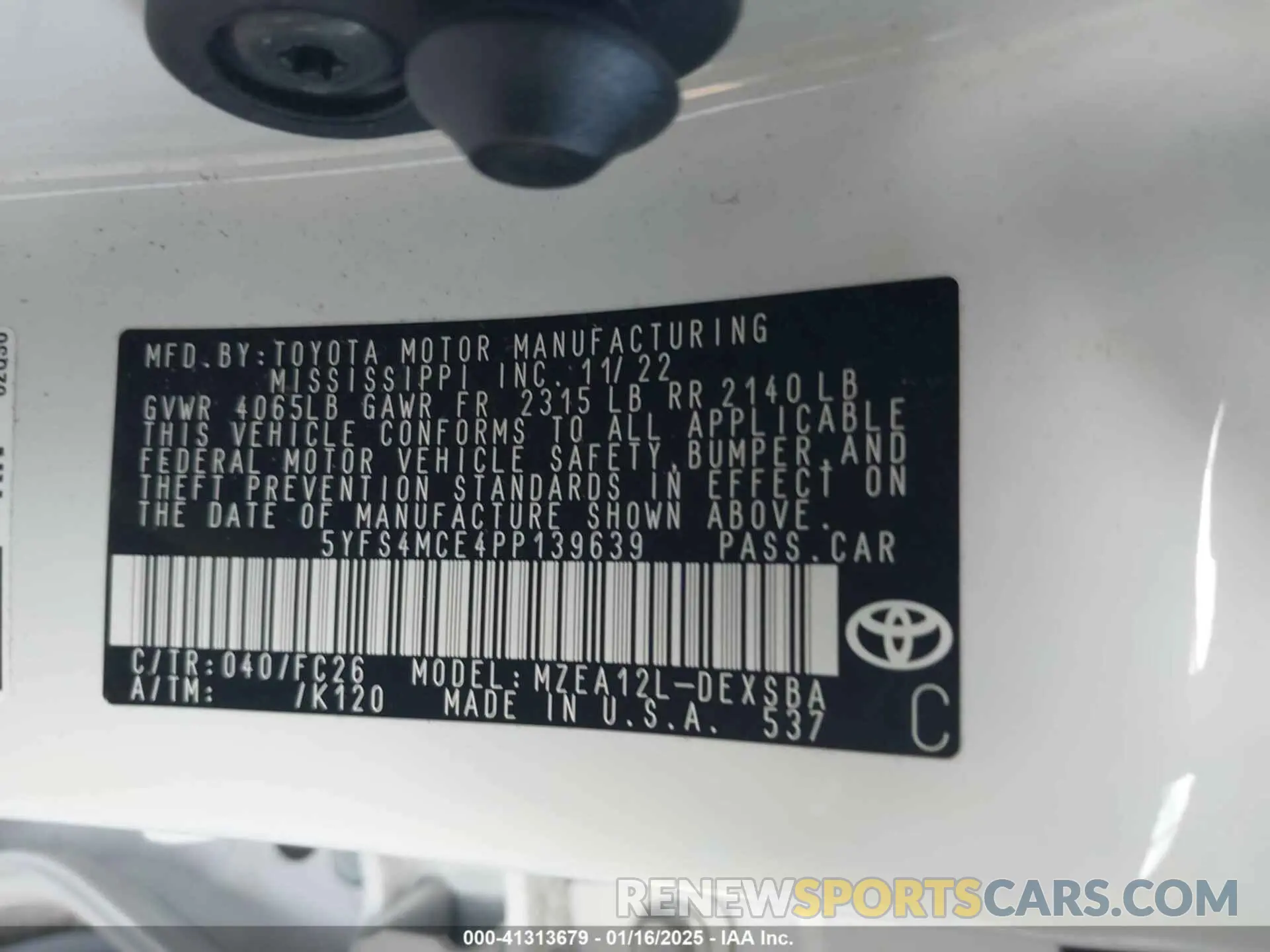 9 fotografías del automóvil dañado 5YFS4MCE4PP139639 TOYOTA COROLLA 2023
