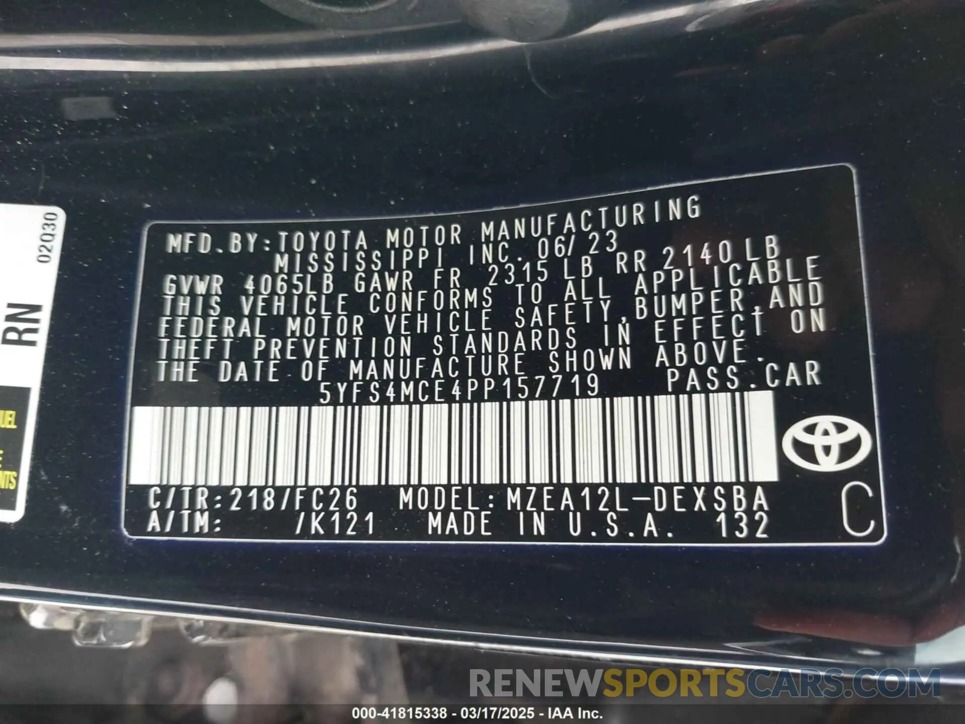 9 fotografías del automóvil dañado 5YFS4MCE4PP157719 TOYOTA COROLLA 2023