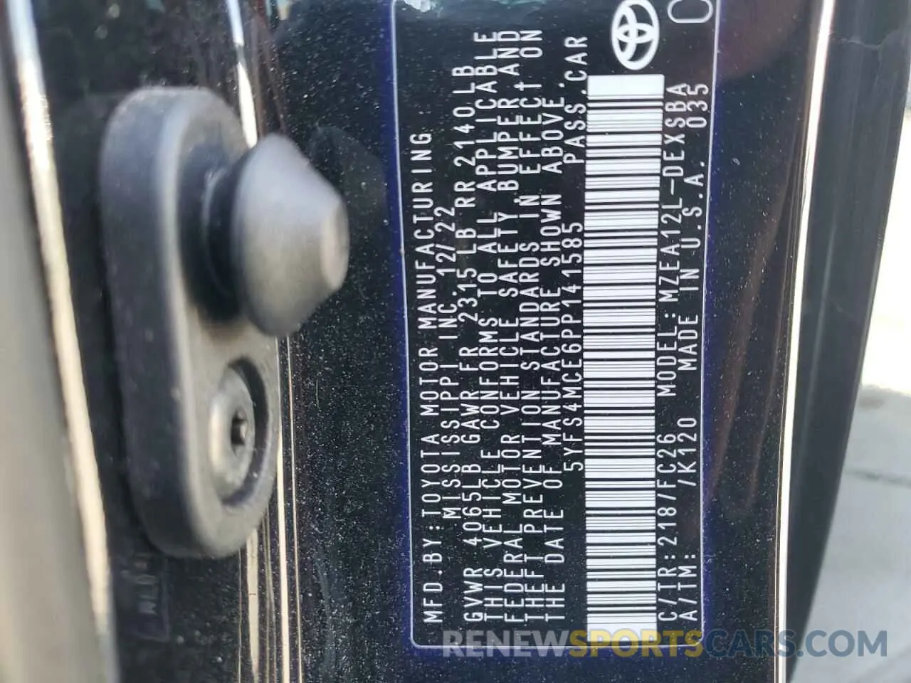 12 fotografías del automóvil dañado 5YFS4MCE6PP141585 TOYOTA COROLLA 2023