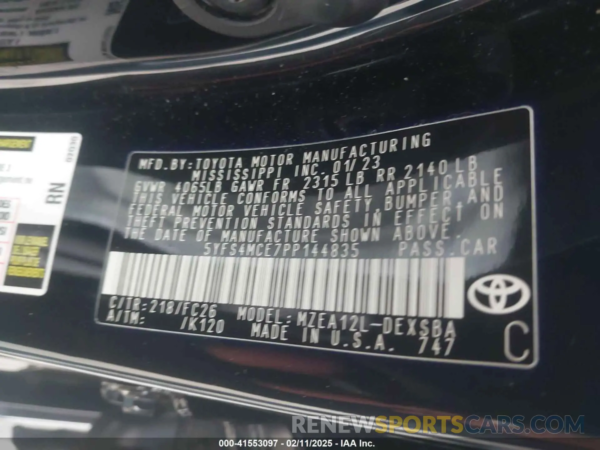 9 fotografías del automóvil dañado 5YFS4MCE7PP144835 TOYOTA COROLLA 2023