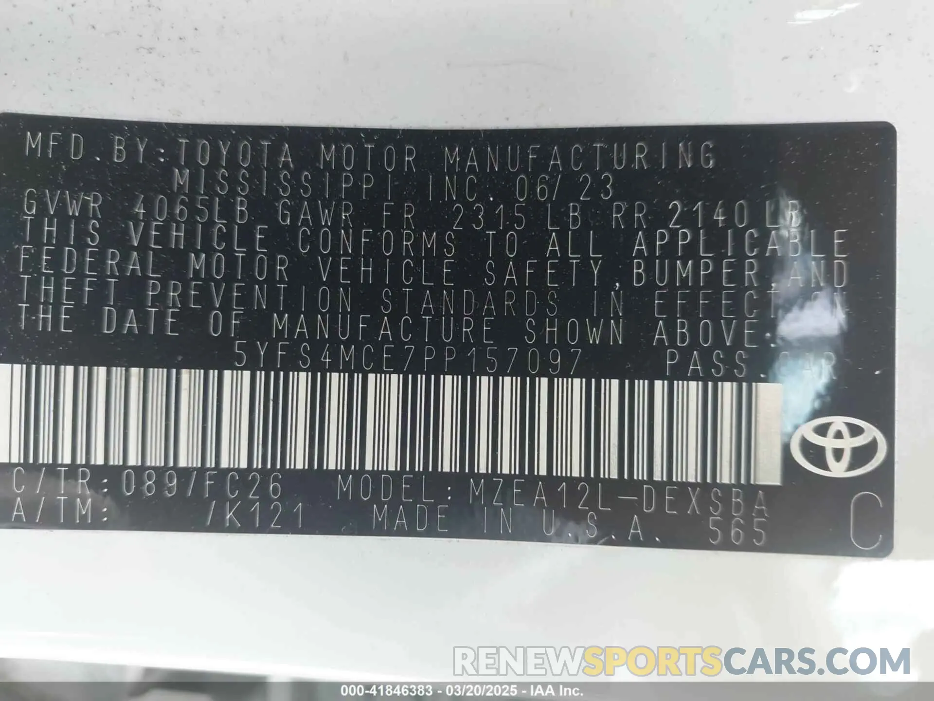9 fotografías del automóvil dañado 5YFS4MCE7PP157097 TOYOTA COROLLA 2023