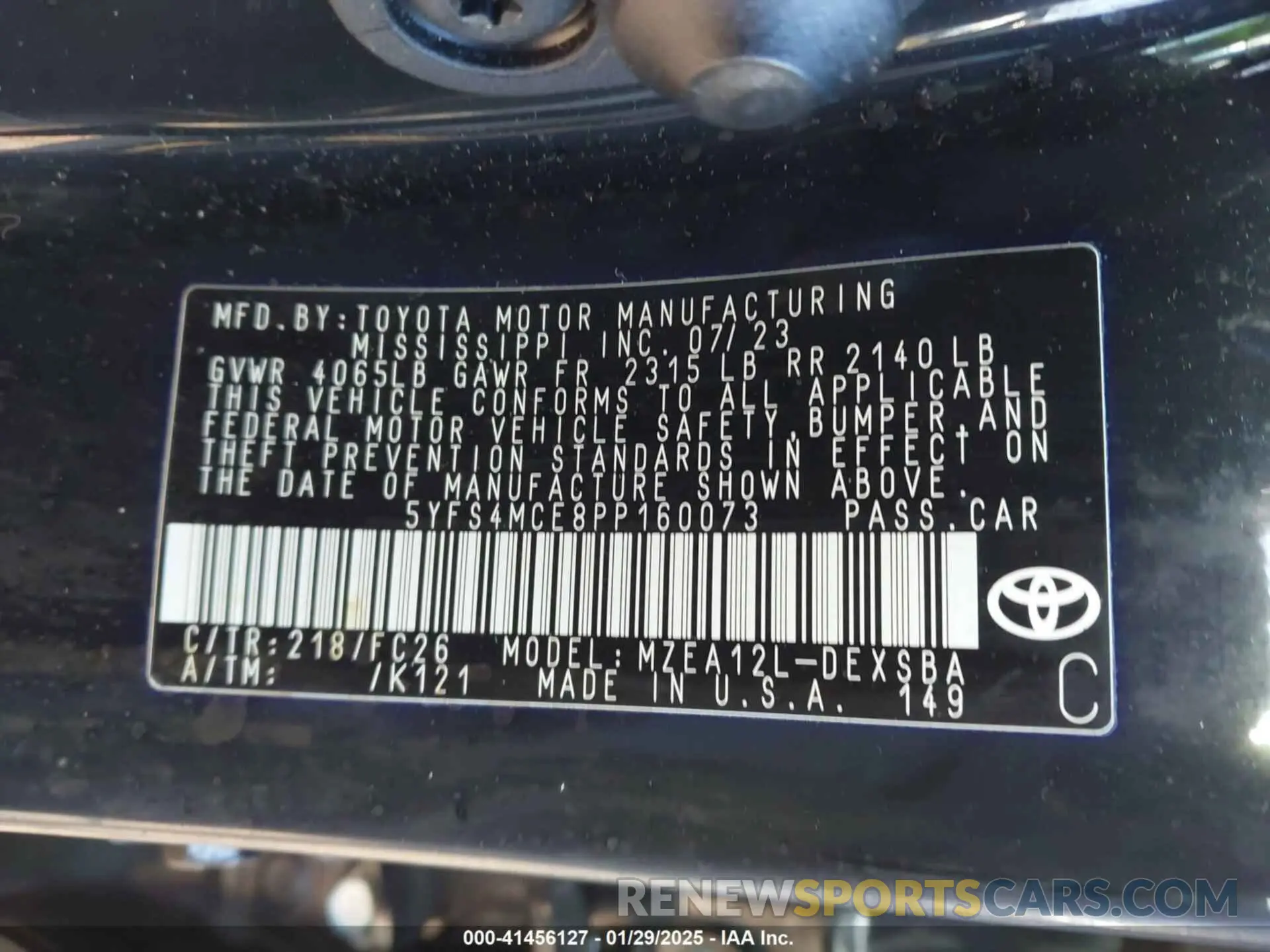 9 fotografías del automóvil dañado 5YFS4MCE8PP160073 TOYOTA COROLLA 2023