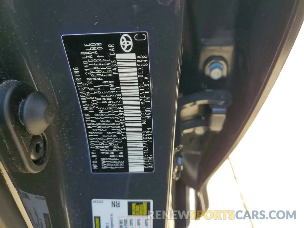 12 fotografías del automóvil dañado 5YFS4MCE9PP158610 TOYOTA COROLLA 2023