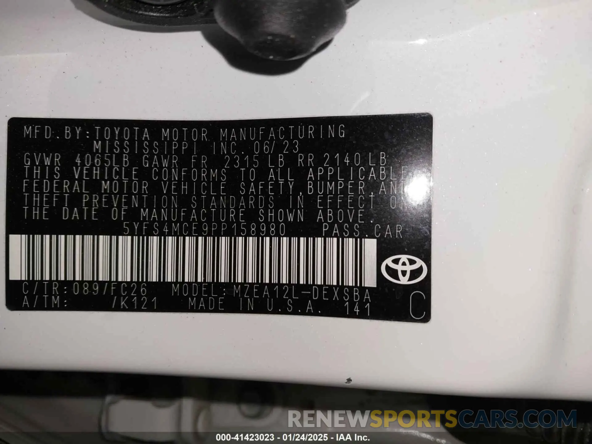 9 fotografías del automóvil dañado 5YFS4MCE9PP158980 TOYOTA COROLLA 2023