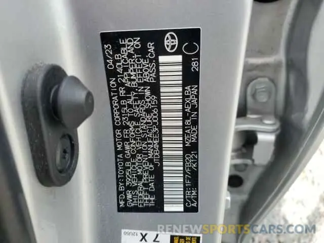 12 fotografías del automóvil dañado JTDB4MEE3PJ006159 TOYOTA COROLLA 2023