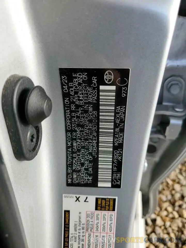 12 fotografías del automóvil dañado JTDB4MEE4P3010158 TOYOTA COROLLA 2023