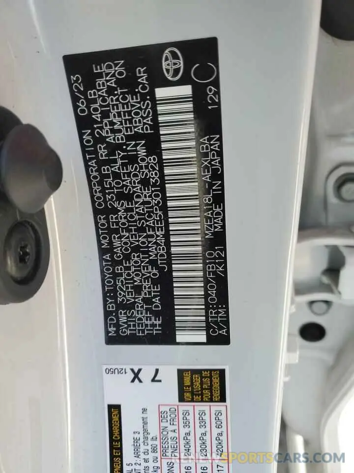 13 fotografías del automóvil dañado JTDB4MEE5P3013828 TOYOTA COROLLA 2023