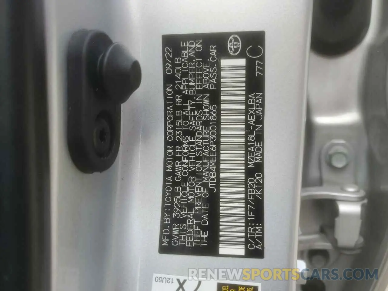12 fotografías del automóvil dañado JTDB4MEE6P3001865 TOYOTA COROLLA 2023