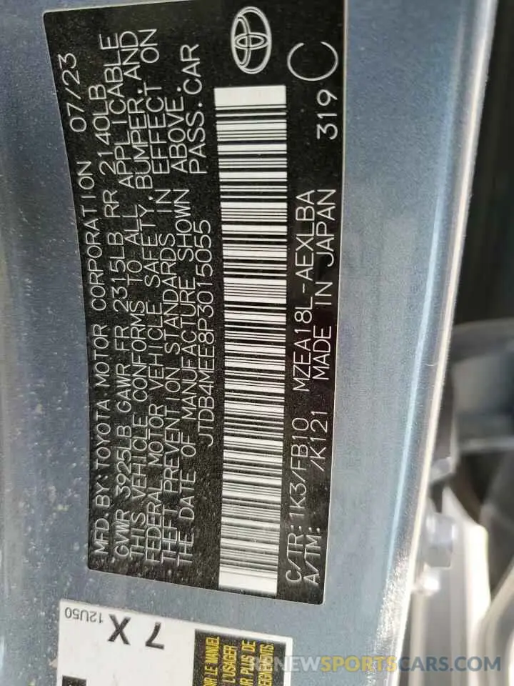 14 fotografías del automóvil dañado JTDB4MEE8P3015055 TOYOTA COROLLA 2023