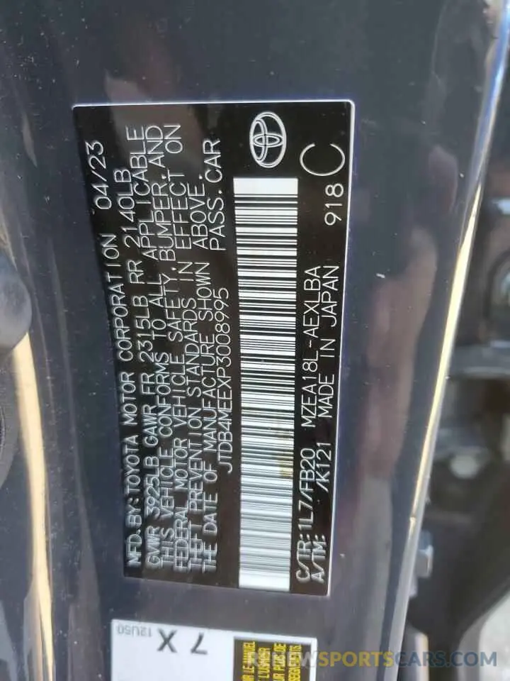13 fotografías del automóvil dañado JTDB4MEEXP3008995 TOYOTA COROLLA 2023