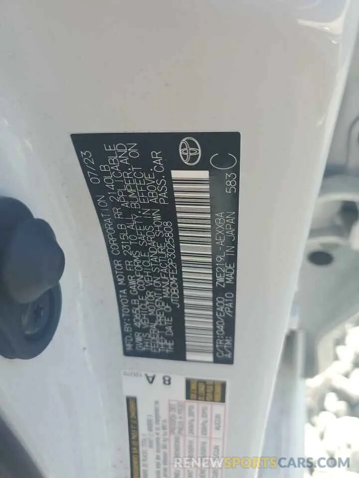 13 fotografías del automóvil dañado JTDBCMFE2P3025808 TOYOTA COROLLA 2023