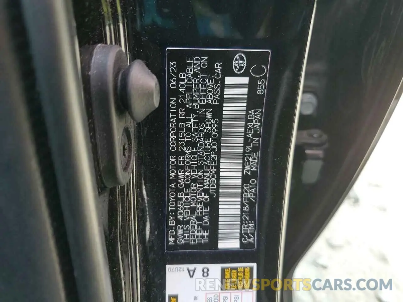12 fotografías del automóvil dañado JTDBCMFE2PJ010995 TOYOTA COROLLA 2023