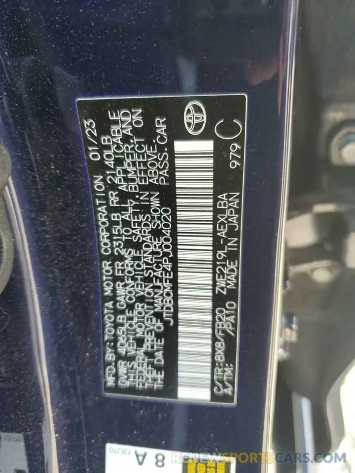 14 fotografías del automóvil dañado JTDBCMFE4PJ004020 TOYOTA COROLLA 2023