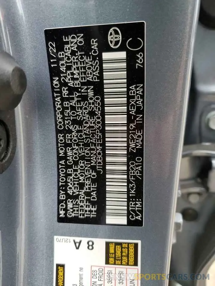 13 fotografías del automóvil dañado JTDBCMFE5P3004550 TOYOTA COROLLA 2023