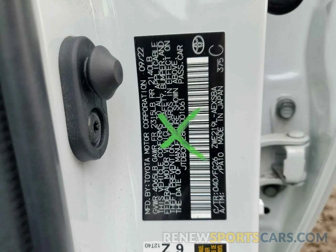 12 fotografías del automóvil dañado JTDBCMFE8P3001061 TOYOTA COROLLA 2023
