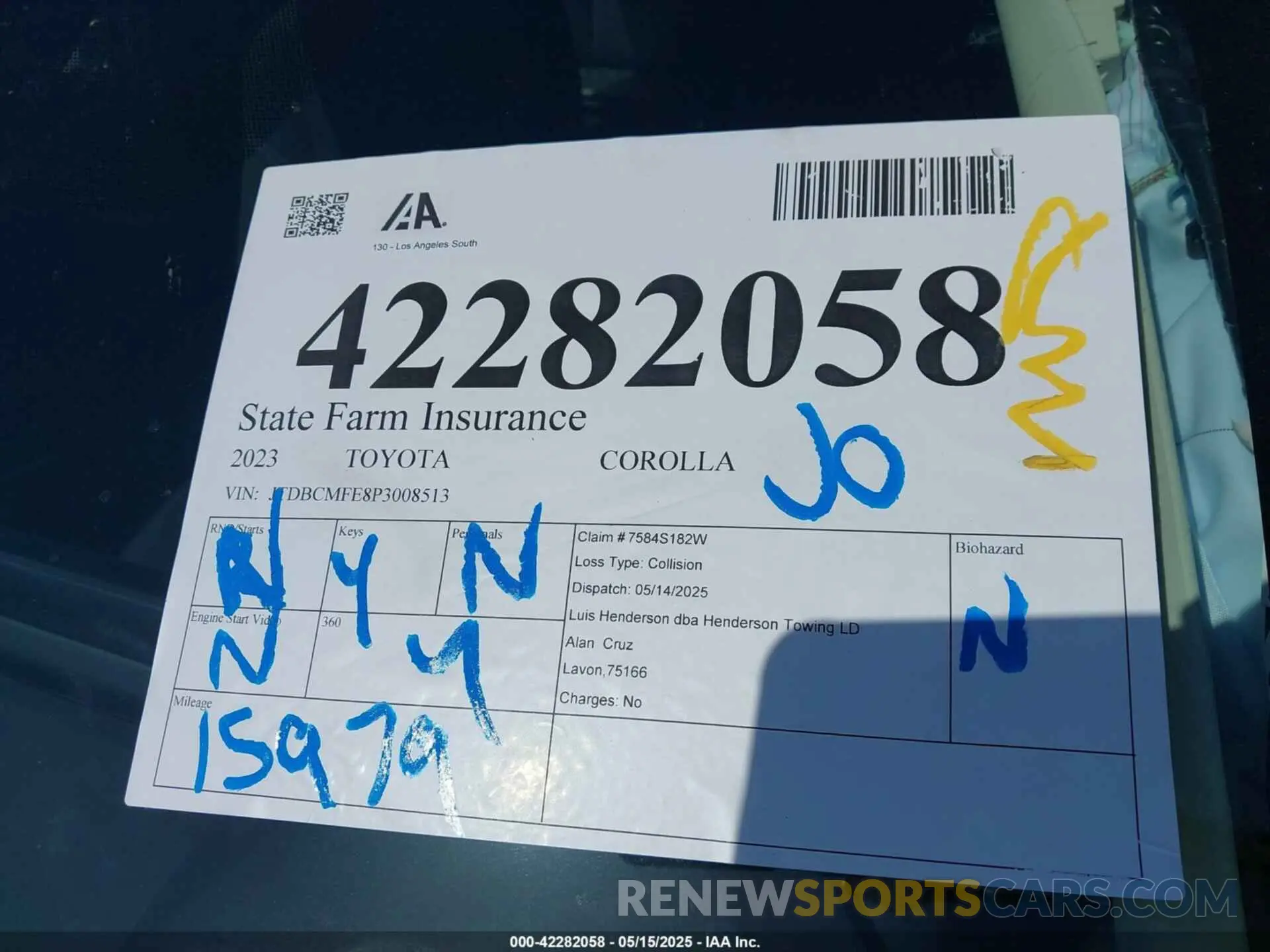 17 fotografías del automóvil dañado JTDBCMFE8P3008513 TOYOTA COROLLA 2023