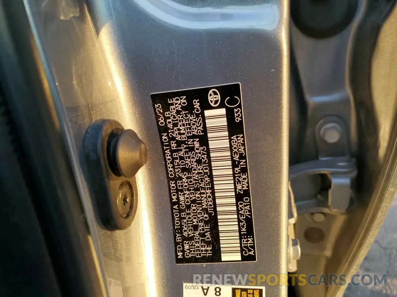 12 fotografías del automóvil dañado JTDBCMFE9PJ013473 TOYOTA COROLLA 2023