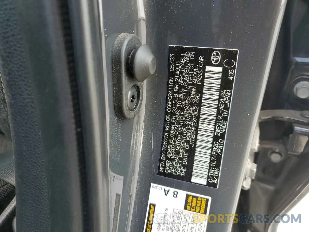 15 fotografías del automóvil dañado JTDBCMFEXP3021490 TOYOTA COROLLA 2023