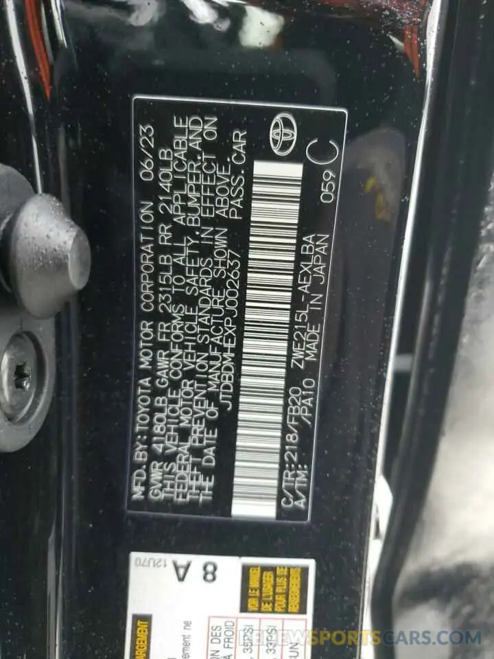 13 fotografías del automóvil dañado JTDBDMHEXPJ002637 TOYOTA COROLLA 2023