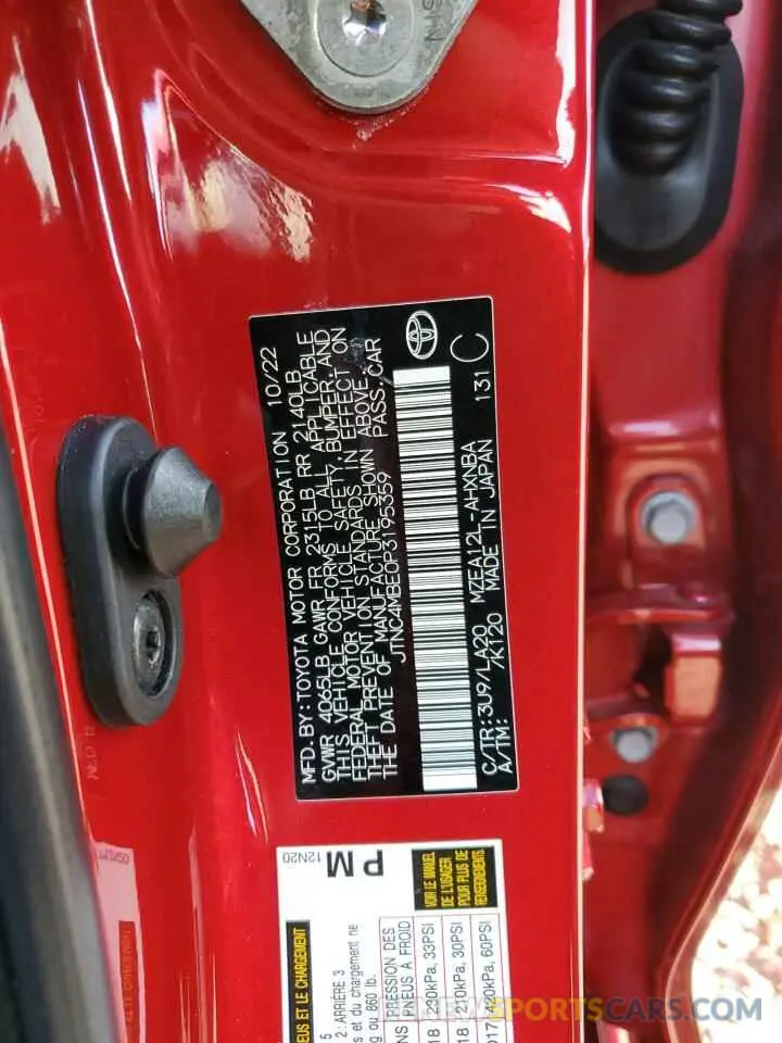 14 fotografías del automóvil dañado JTNC4MBE0P3195359 TOYOTA COROLLA 2023