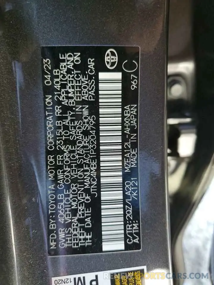 12 fotografías del automóvil dañado JTNC4MBE1P3204795 TOYOTA COROLLA 2023