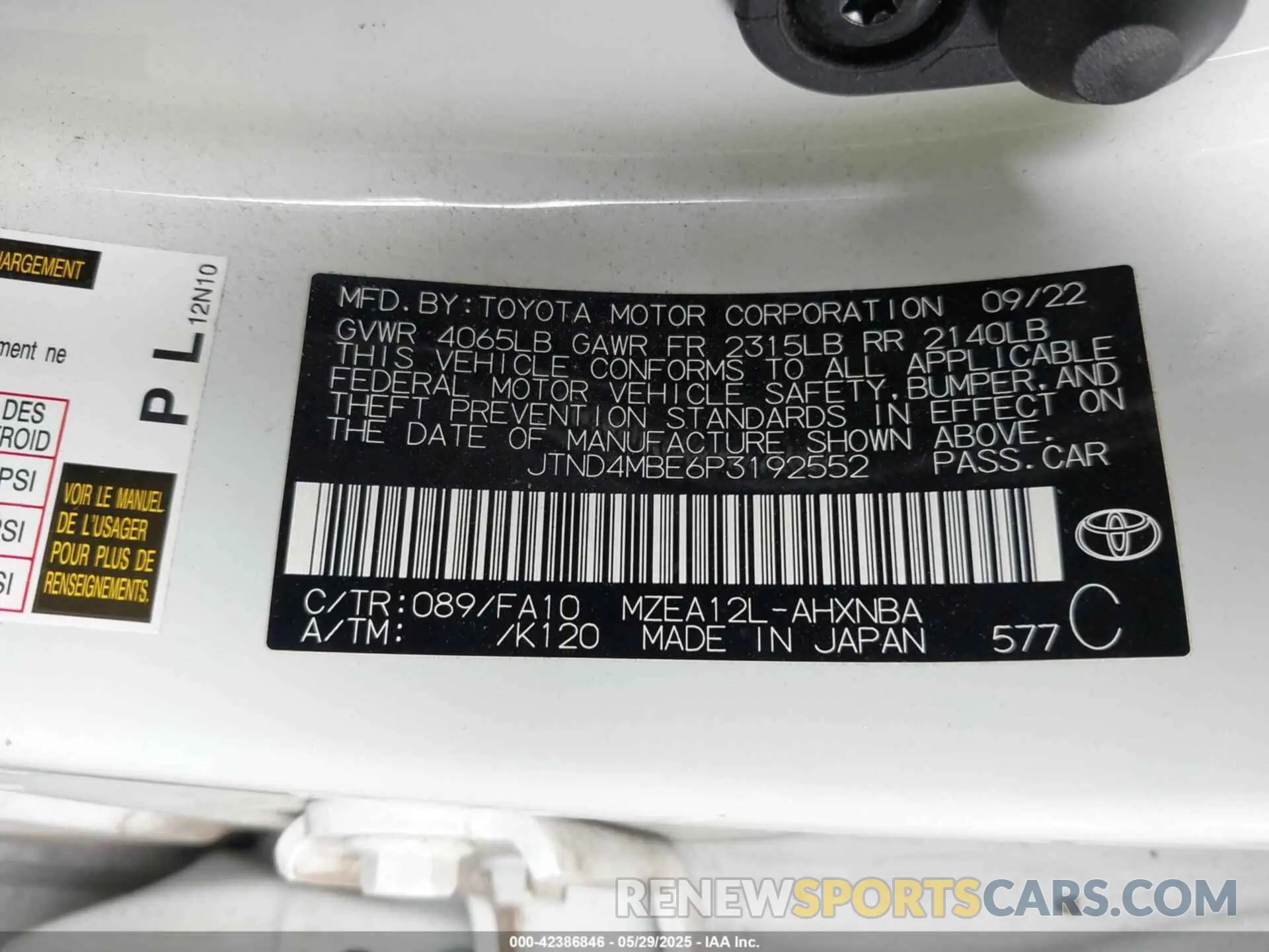 9 fotografías del automóvil dañado JTND4MBE6P3192552 TOYOTA COROLLA 2023