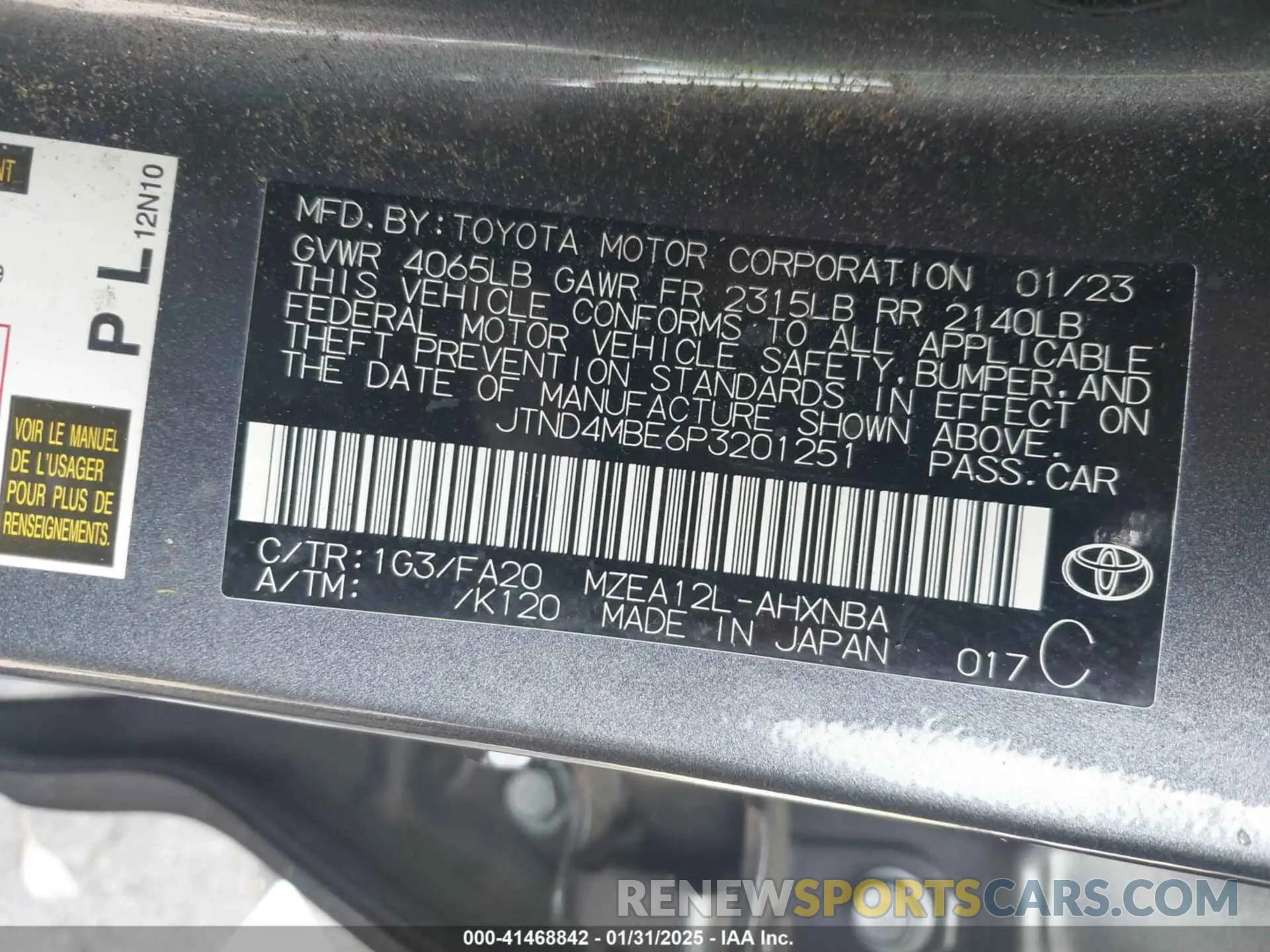 9 fotografías del automóvil dañado JTND4MBE6P3201251 TOYOTA COROLLA 2023