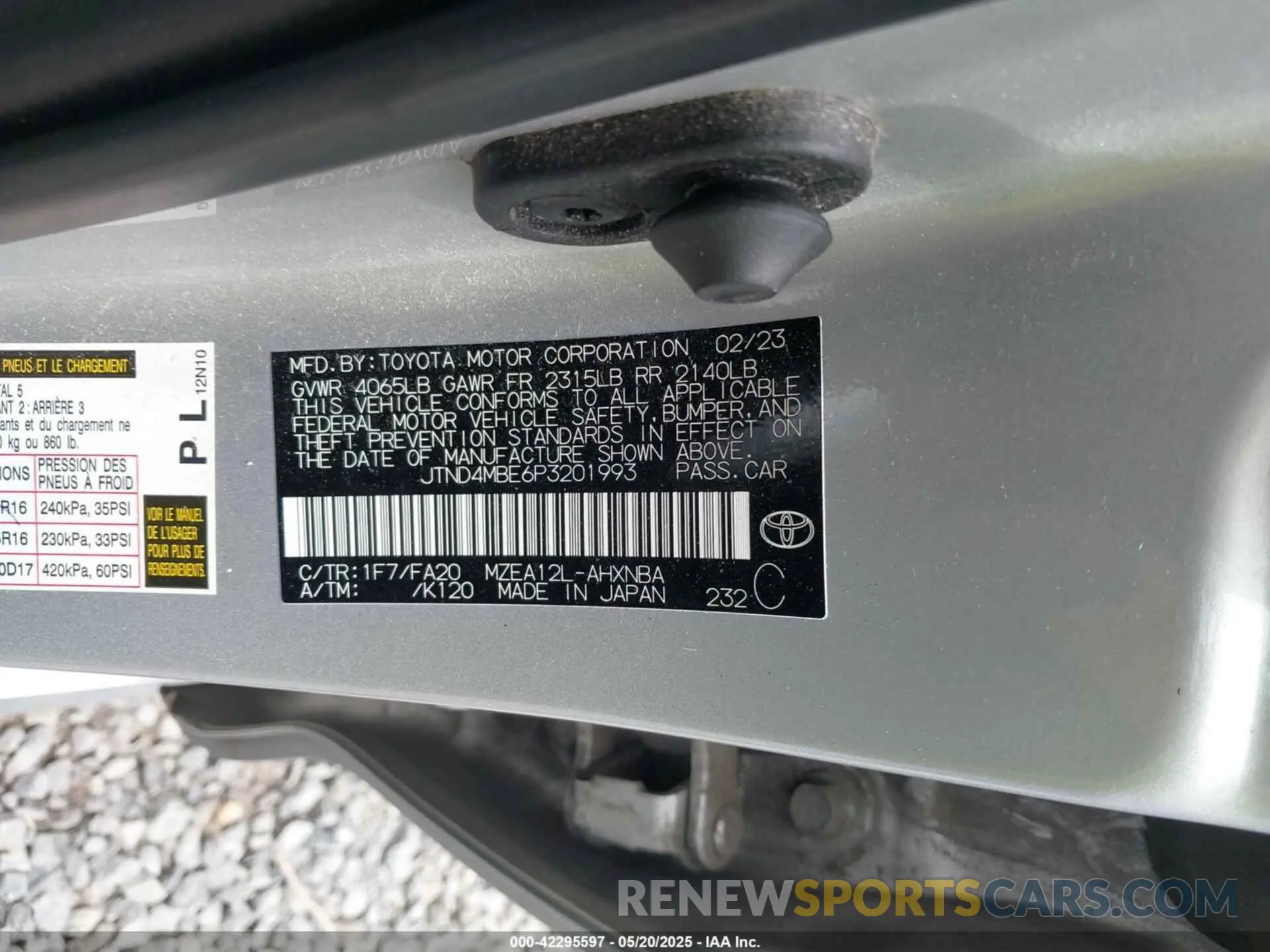 9 fotografías del automóvil dañado JTND4MBE6P3201993 TOYOTA COROLLA 2023
