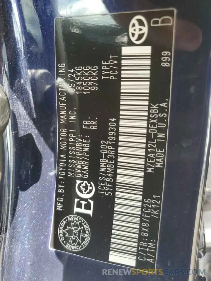 12 fotografías del automóvil dañado 5YFB4MBE3RP199304 TOYOTA COROLLA 2024
