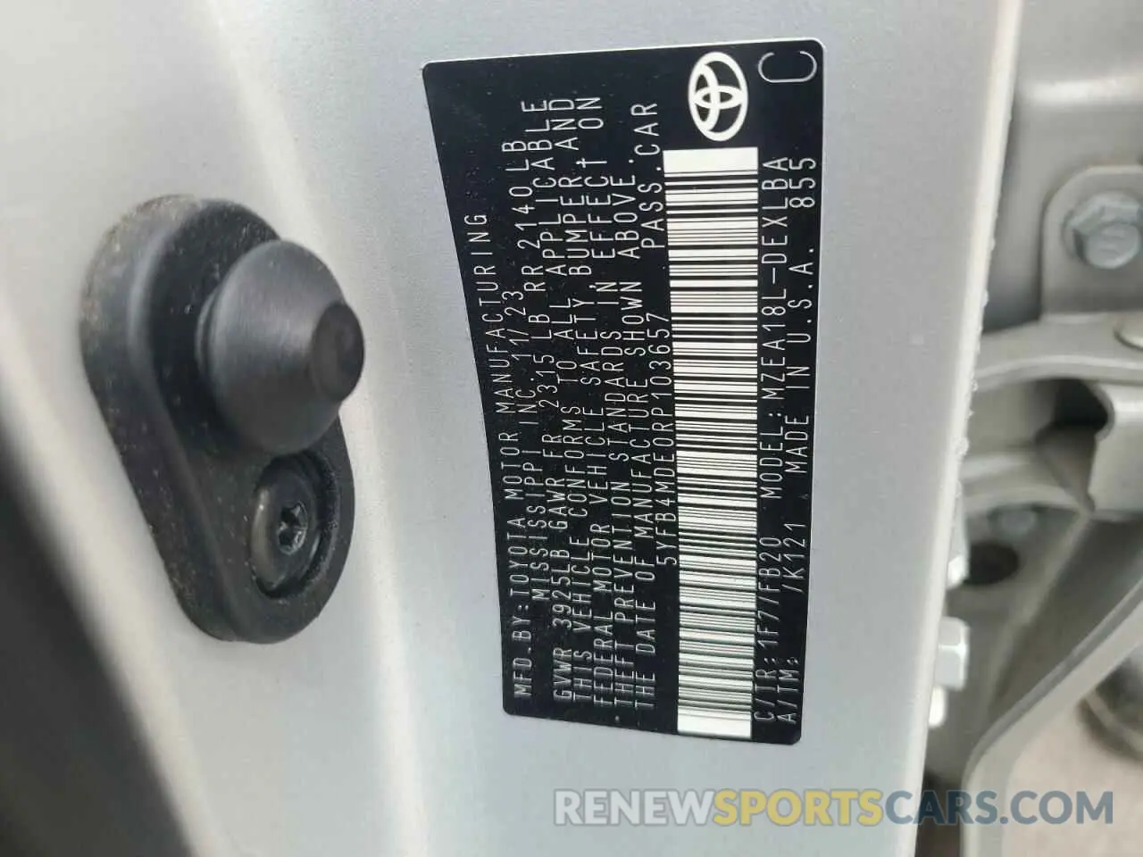 12 fotografías del automóvil dañado 5YFB4MDE0RP103657 TOYOTA COROLLA 2024