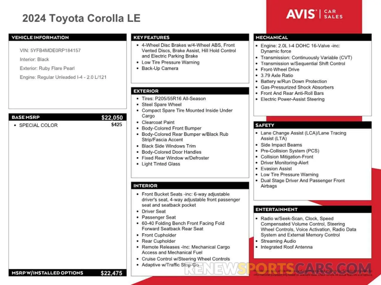 12 fotografías del automóvil dañado 5YFB4MDE0RP184157 TOYOTA COROLLA 2024